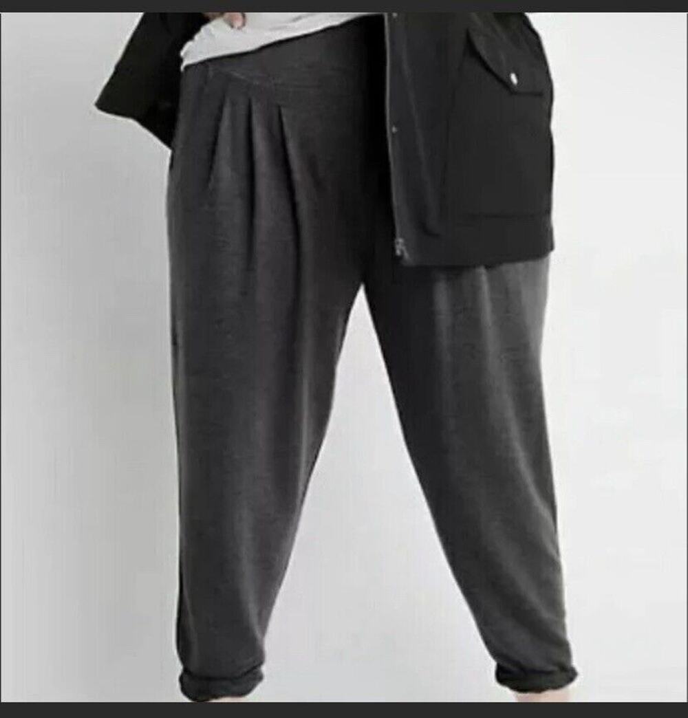 Ryllace Women's High Rise Pleated Joggers Charcoal Gray Size 3X Plus $168